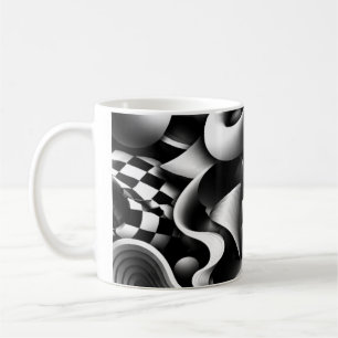 Hypnotische monochrome Geometrie – 3D optische Ill Kaffeetasse