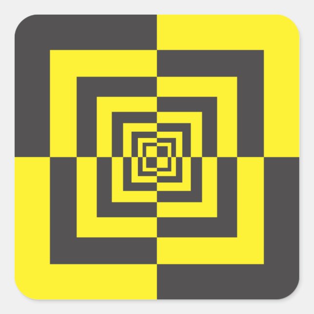 Hypnotische Quadrate Quadratischer Aufkleber (Vorderseite)