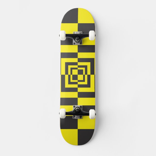 Hypnotische Quadrate Skateboard (Vorderseite)