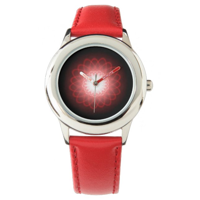Hypnotische Rote Spiralen Armbanduhr (Vorderseite)