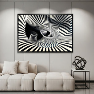 Hypnotische Schwarz-Weiß-Optische-Täuschungs-Tunne Poster