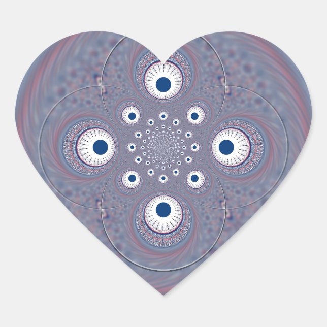 Hypnotische Symmetrie: Abstrakte geometrische Kuns Herz-Aufkleber (Vorderseite)
