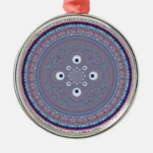 Hypnotische Symmetrie: Abstrakte geometrische Kuns Silbernes Ornament