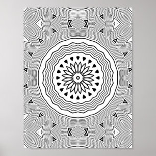 Hypnotische Wellp-Mandala mit geometrischen Schich Poster