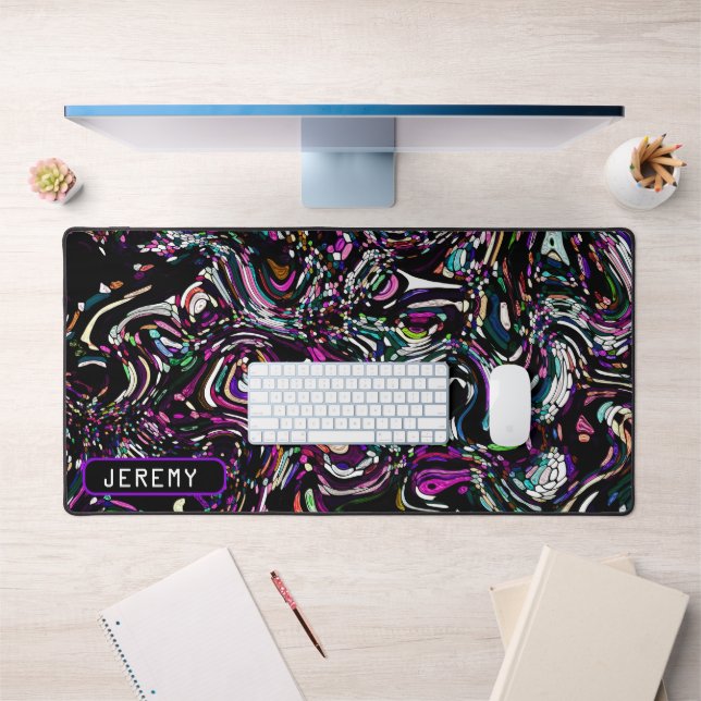Hypnotische Wirbelenergie in Lila Schreibtischmatt Schreibtischunterlage (Büro 1)
