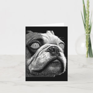 Hypnotischer britischer Bulldogge seltsame Augen W Karte