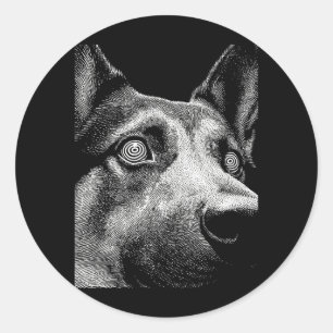 Hypnotischer Deutscher Schäferhund Seltsame Augen  Runder Aufkleber