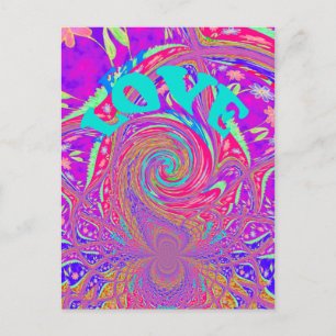 Hypnotischer Whirlpool Liebe Cyan-Textkunst Grafik Ankündigungspostkarte