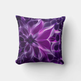 Hypnotisches Fraktal tief lila Blume Kissen