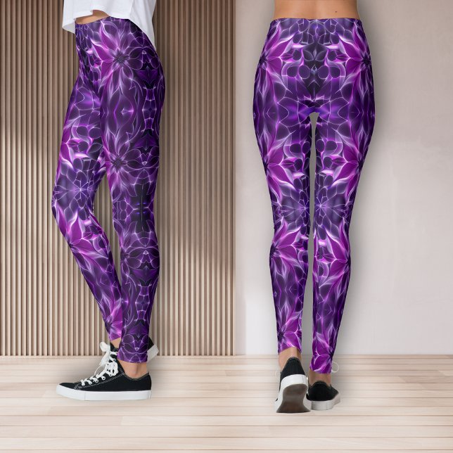 Hypnotisches Fraktal tief lila Blume Leggings (Von Creator hochgeladen)