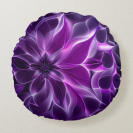 Hypnotisches Fraktal tief lila Blume Rundes Kissen