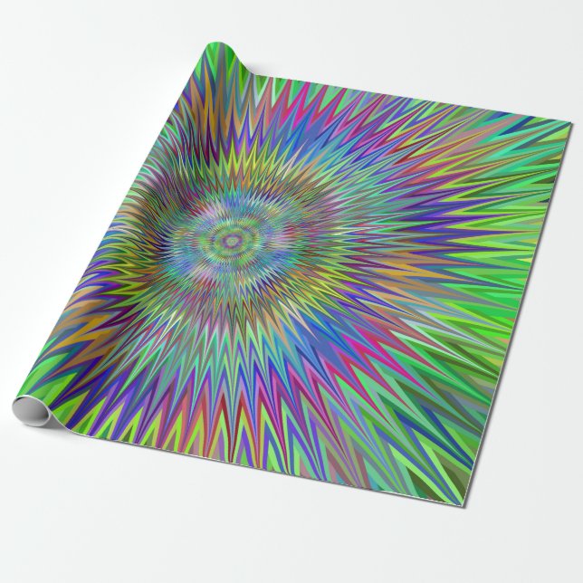 Hypnotisches Stern-Explosions-Fraktal Geschenkpapier (Ungerollt)