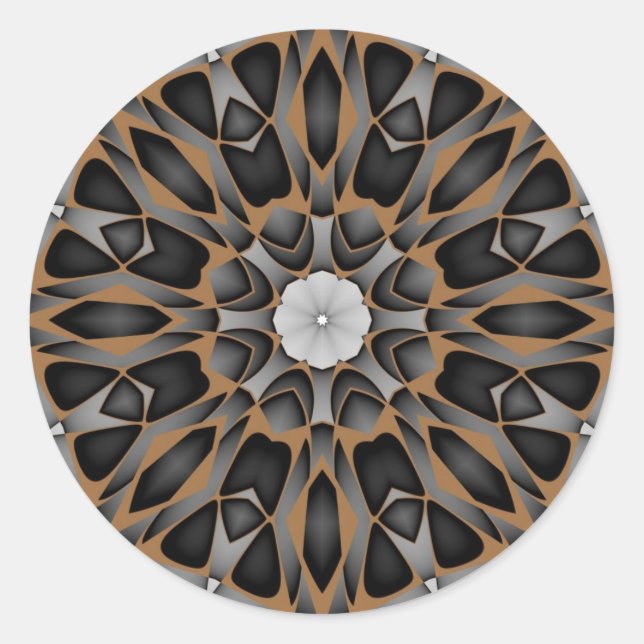 hypnotisierende Mandala 3D Runder Aufkleber (Vorderseite)