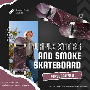 Hypnotisierende violette Sterne und Smoke Skateboa Skateboard