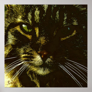 Hypnotizing Katzen-Digital-Kunst-Hypnose Poster