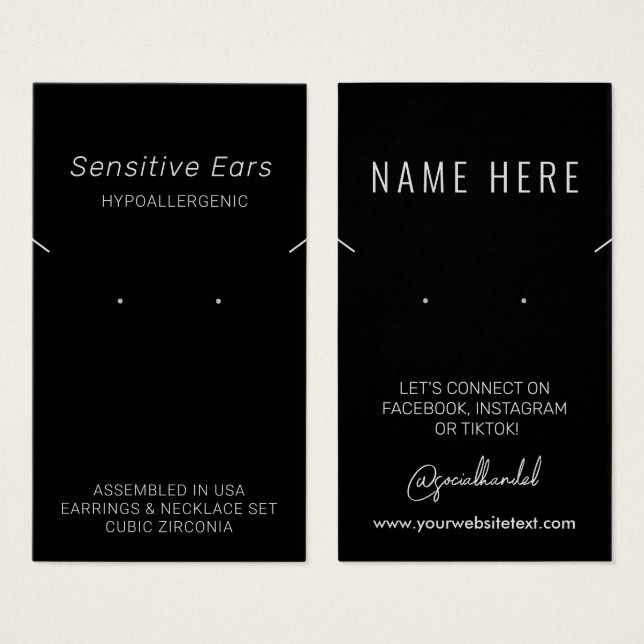 Hypoallergene Schmuckkarte (Vorne & Hinten)