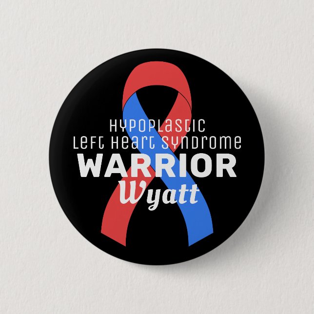 Hypoplastisches Links Herzsyndrom Warrior Black Button (Vorderseite)