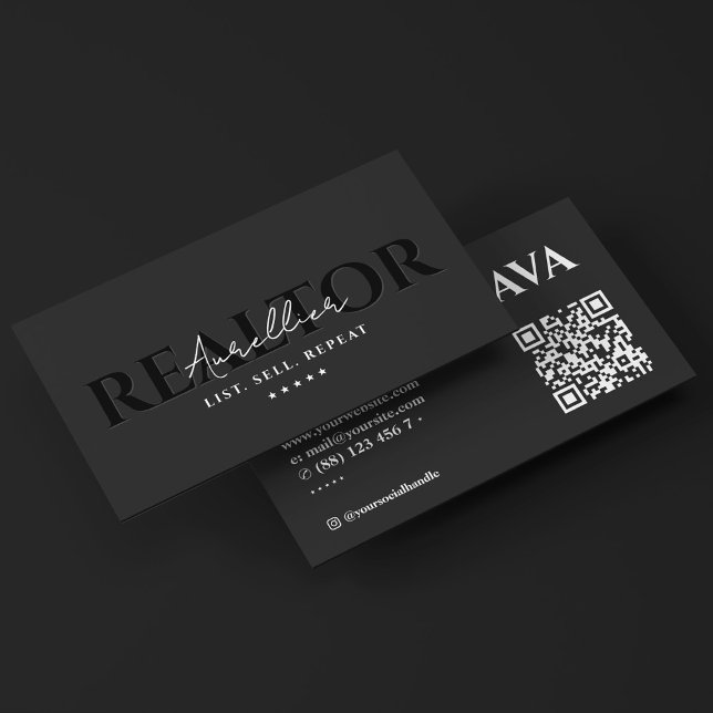 Hypothekenmakler Realtor Broker - Kohleskript Visitenkarte (Mortgage Realtor Broker Black Script Modern Business Card
)