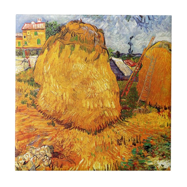 Hystacks in der Provence von Van Gogh. Fliese (Vorderseite)