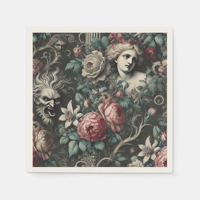 Hysterie Blüten - Gotik Viktorianisch Serviette (Vorderseite)