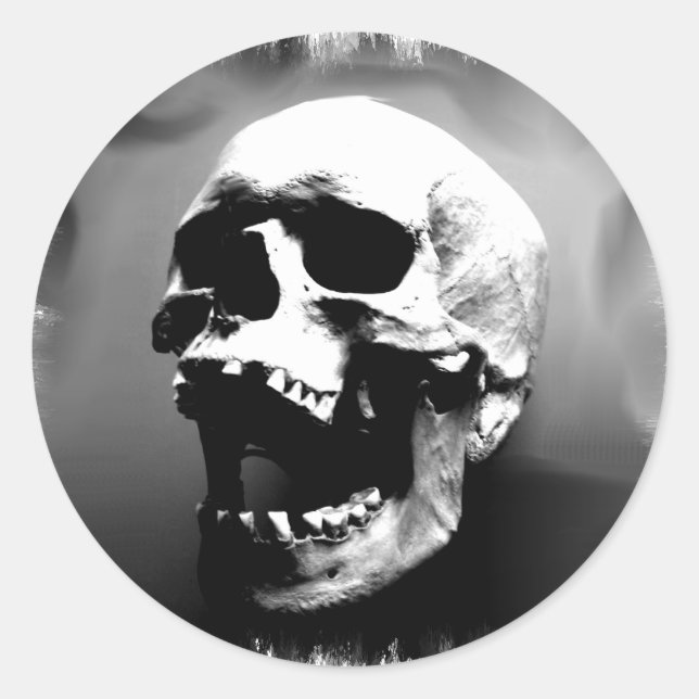 Hysteriskull lacht menschlicher Schädel Runder Aufkleber (Vorderseite)