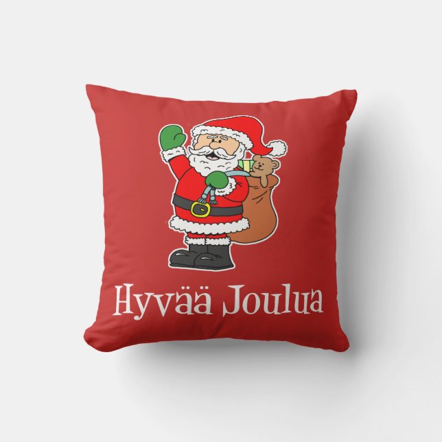 Hyvaa Joulua Finnische Weihnachtsbaum-Keuche Kissen (Vorderseite)