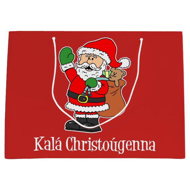 Hyvaa Joulua Finnischer Weihnachtsmann (RED) Große Geschenktüte (Vorderseite)