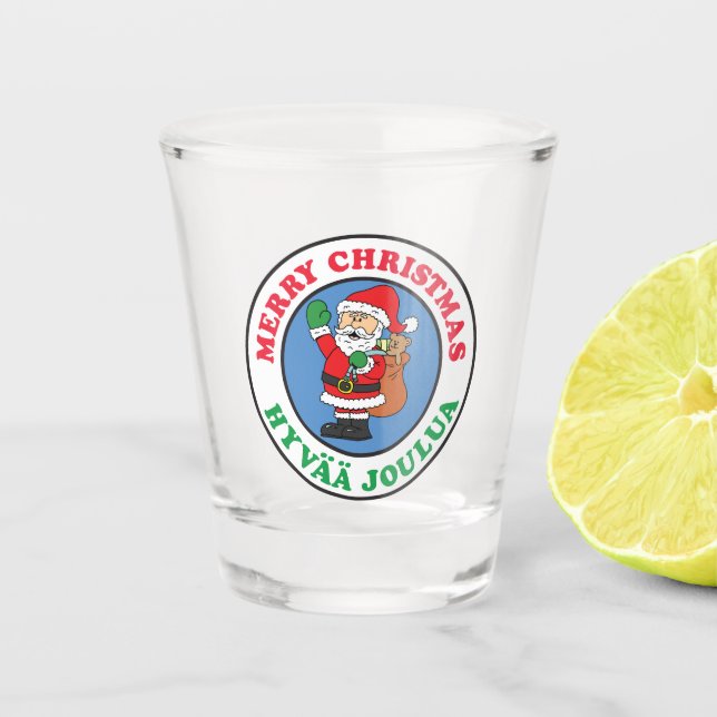 Hyvaa Joulua Finnisches Weihnachtsglas Schnapsglas (Vorderseite)