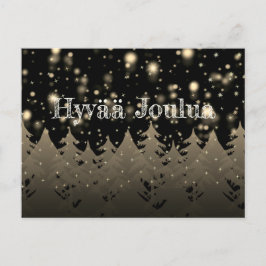 Hyvää Joulua Gold Starry Night Schneefall Bäume Postkarte