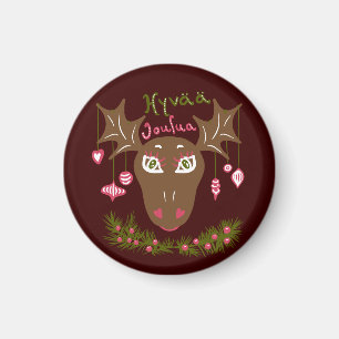Hyvää Joulua niedlicher Weihnachtsmuh mit Ziergege Magnet