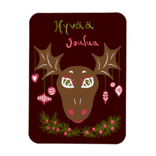 Hyvää Joulua niedlicher Weihnachtsmuh mit Ziergege Magnet