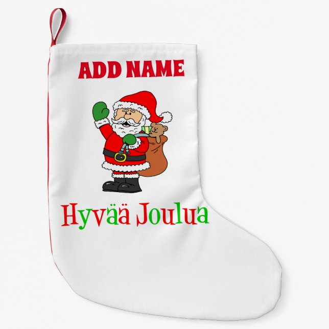 Hyvaa Joulua Personalisiert Name Finnisch Kleiner Weihnachtsstrumpf (Vorderseite)