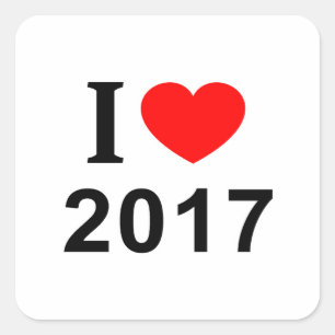 I ❤️ 2017 I LIEBE 2017 I HEART 2017 QUADRATISCHER AUFKLEBER