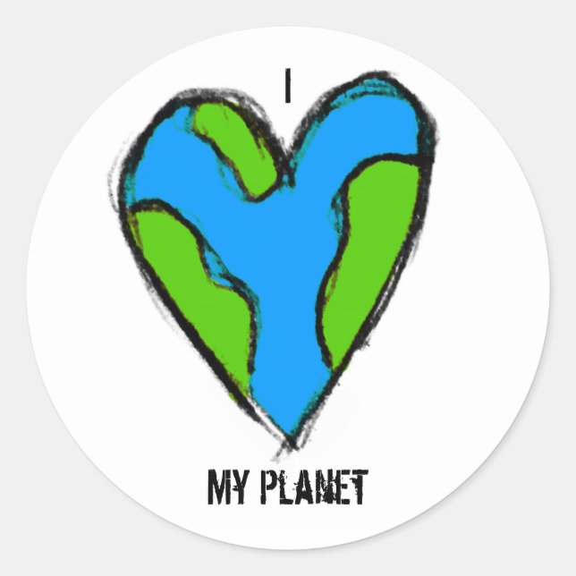 I <3 Mein Planet Runder Aufkleber (Vorderseite)