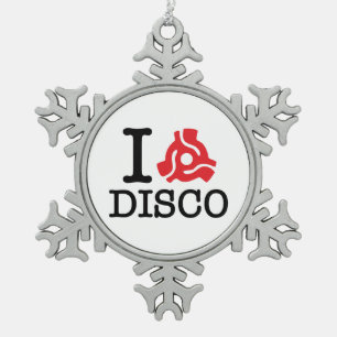 I 45 Adapter-Disco Schneeflocken Zinn-Ornament