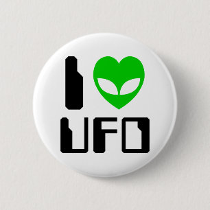 I Alien Heart UFO Button