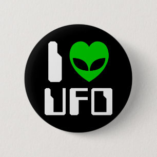 I Alien Heart UFO Button