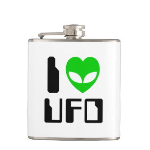 I Alien Heart UFO Flachmann