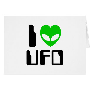 I Alien Heart UFO Grußkarte