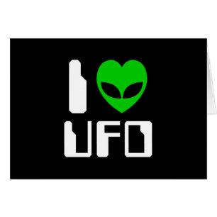 I Alien Heart UFO Grußkarte