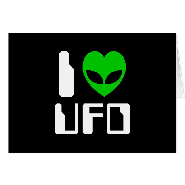 I Alien Heart UFO Grußkarte (Vorderseite (Horizontal))
