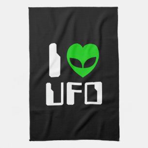 I Alien Heart UFO Handtuch