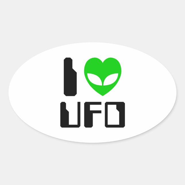 I Alien Heart UFO Ovaler Aufkleber (Vorderseite)