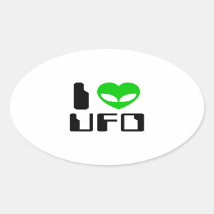 I Alien Heart UFO Ovaler Aufkleber