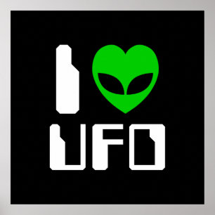 I Alien Heart UFO Poster