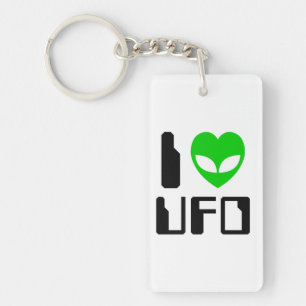 I Alien Heart UFO Schlüsselanhänger