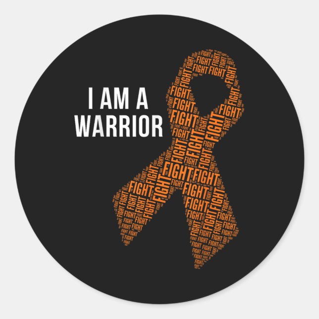I Am A Warrior Leukemia Awareness Day Fighter Oran Runder Aufkleber (Vorderseite)