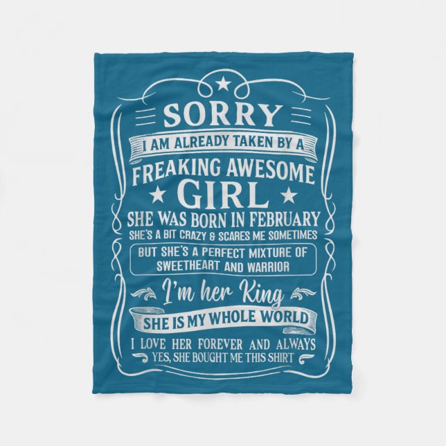 I Am Already Taken By Freaking Awesome Girl Born I Fleecedecke (Vorderseite)