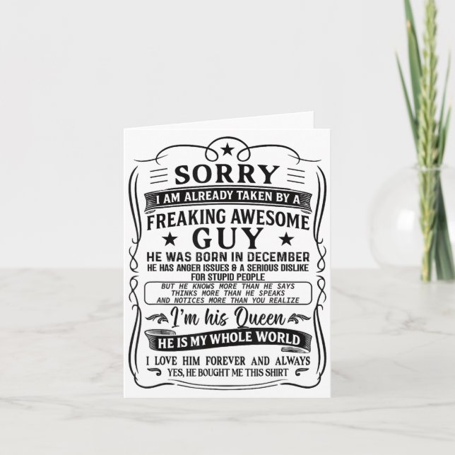 I Am Already Taken By Freaking Awesome Guy Born In Karte (Vorderseite)