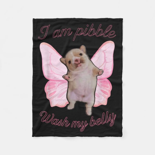 I Am Bble Wash My Belly Bble Meme Funny Dog Brainr Fleecedecke (Vorderseite)